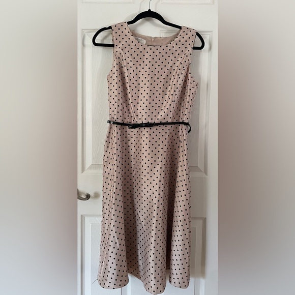 Kasper Dresses & Skirts - Vintage Kasper Strapless Dress in Cream with Black Polka Dots